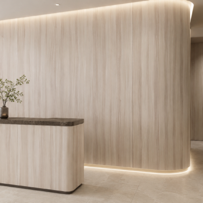 Aplicación de Enchapado Castaño Desempatado en muebles modernos y proyectos interiores