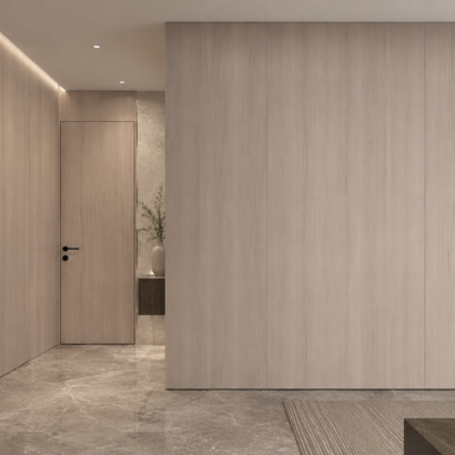 Aplicación de Enchapado Haya en muebles modernos y proyectos interiores