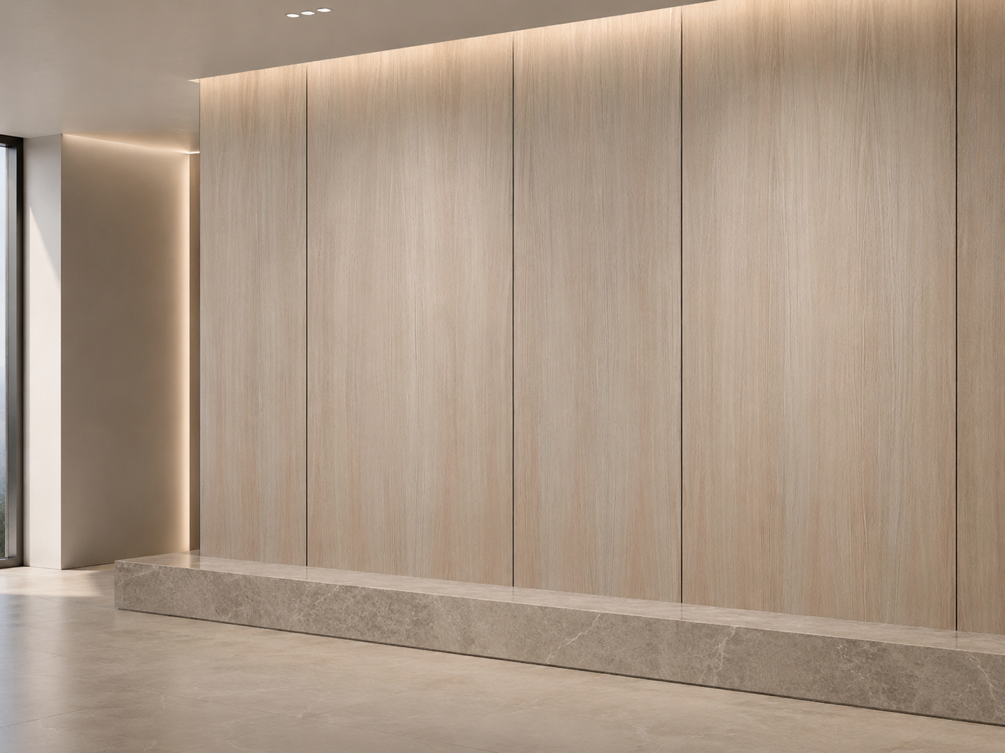 Aplicación de Enchapado Roble Rayado en muebles modernos y proyectos interiores