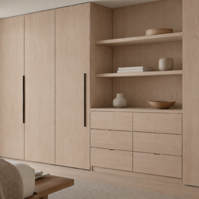 Aplicación de MDF Okume Importado en muebles modernos y paneles decorativos