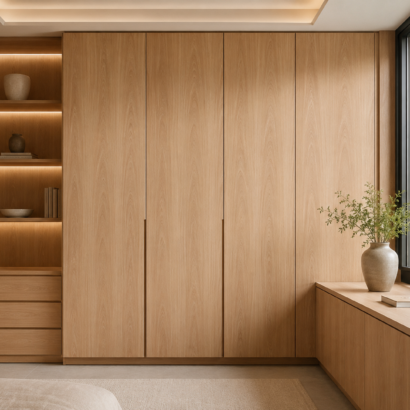 Aplicación de MDF Rosa Morada Importado en muebles modernos y paneles decorativos