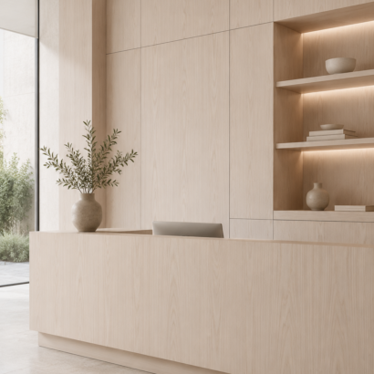 Aplicación de Chapa Fresno en enchapado de MDF, muebles y proyectos de carpintería