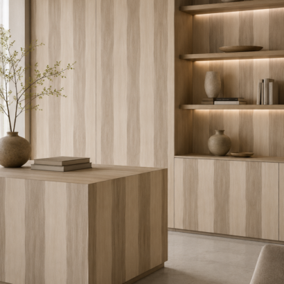 Aplicación de Chapa Teka en enchapado de MDF, muebles y proyectos de carpintería