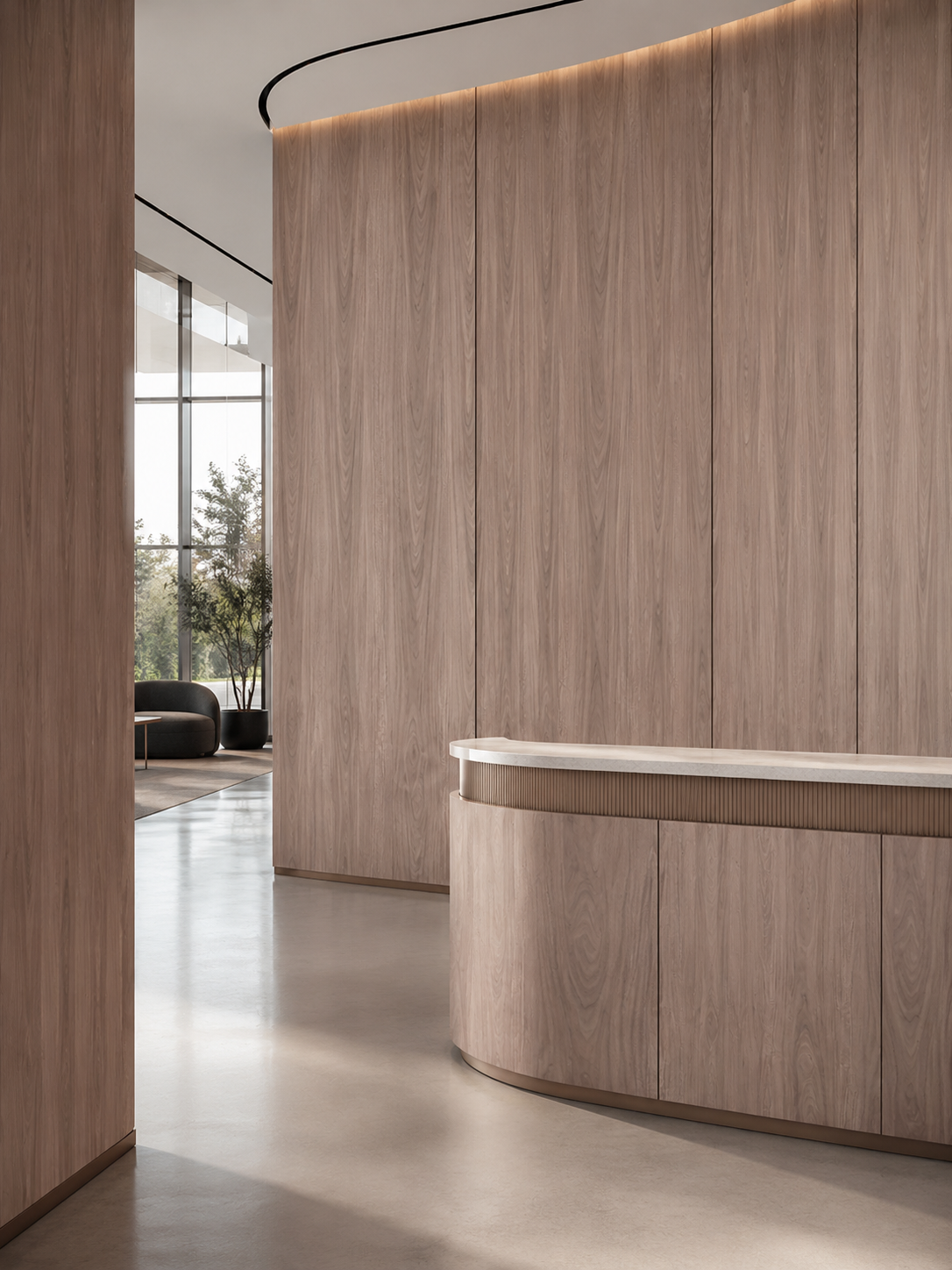 Aplicación de Enchapado Nogal en muebles modernos y proyectos interiores