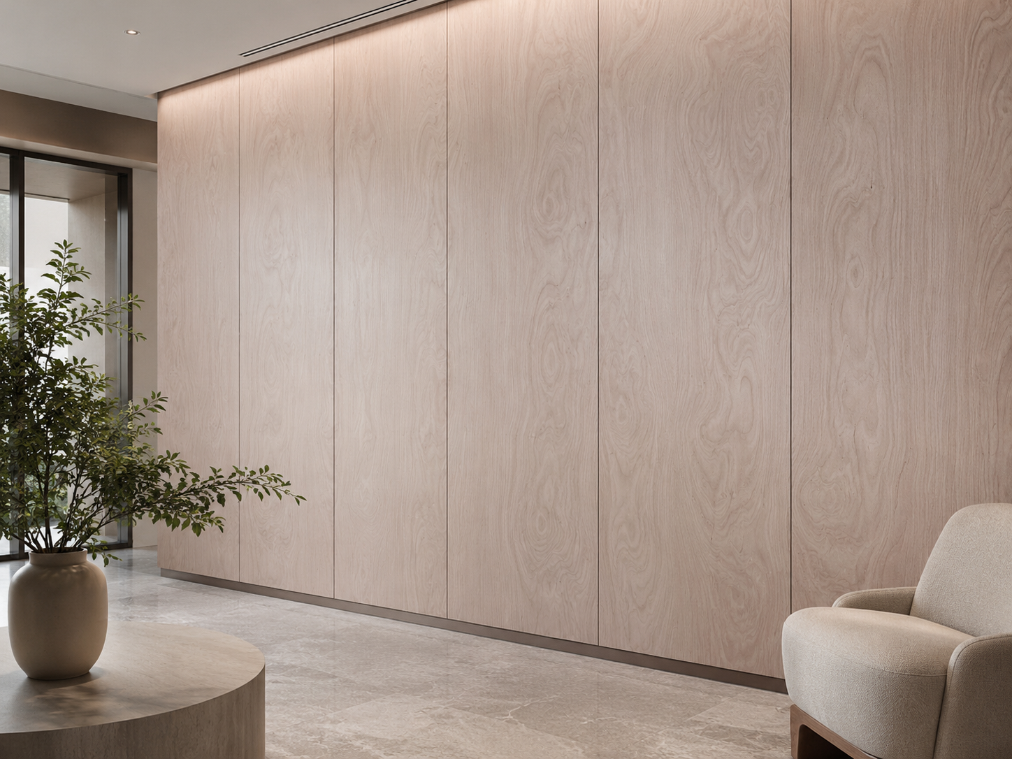 Aplicación de Enchapado Okume en muebles modernos y proyectos interiores