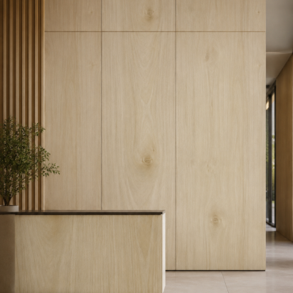 Aplicación de Enchapado Poplar en muebles modernos y proyectos interiores