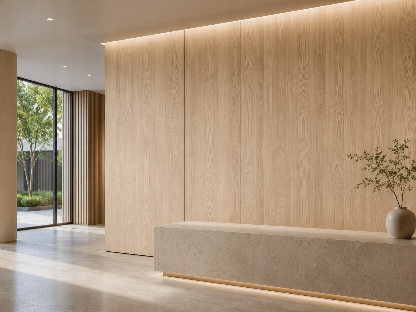 Aplicación de Enchapado Roble Desempatado en muebles modernos y proyectos interiores