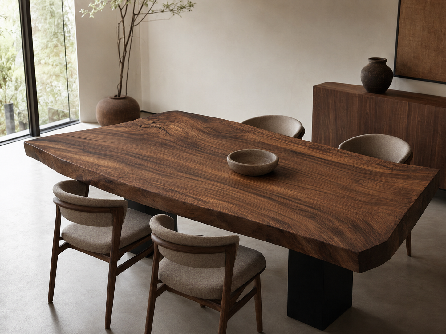 Aplicación de Planchón de Parota en mesa de comedor, cubierta o proyecto interior