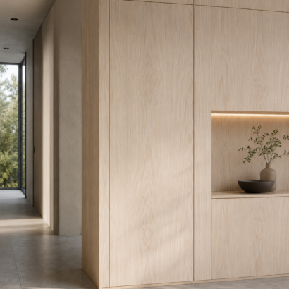 Aplicación de Triplay Pino Importado en muebles modernos y proyectos interiores
