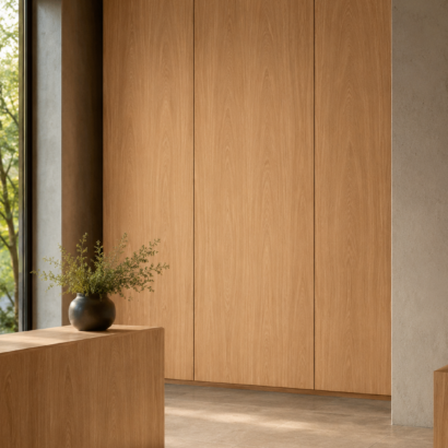 Aplicación de Triplay Tzalam Importado en muebles modernos y proyectos interiores