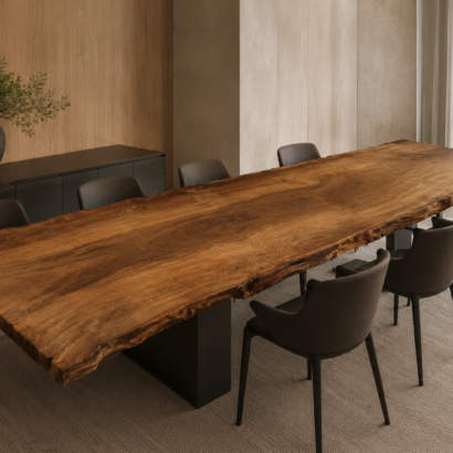 Planchón de Parota aplicado en mesa, cubierta o proyecto de interiorismo